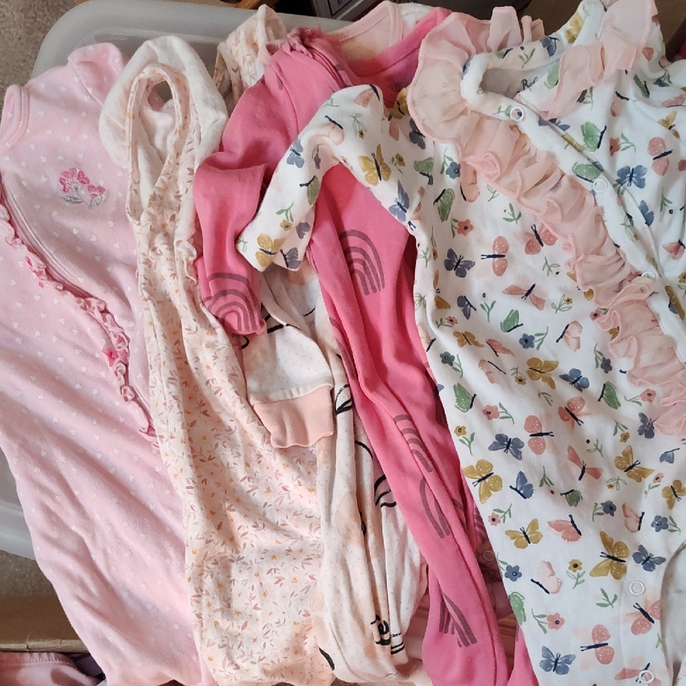 Baby Essentials Floral Ruffle Onesie in Pink and White